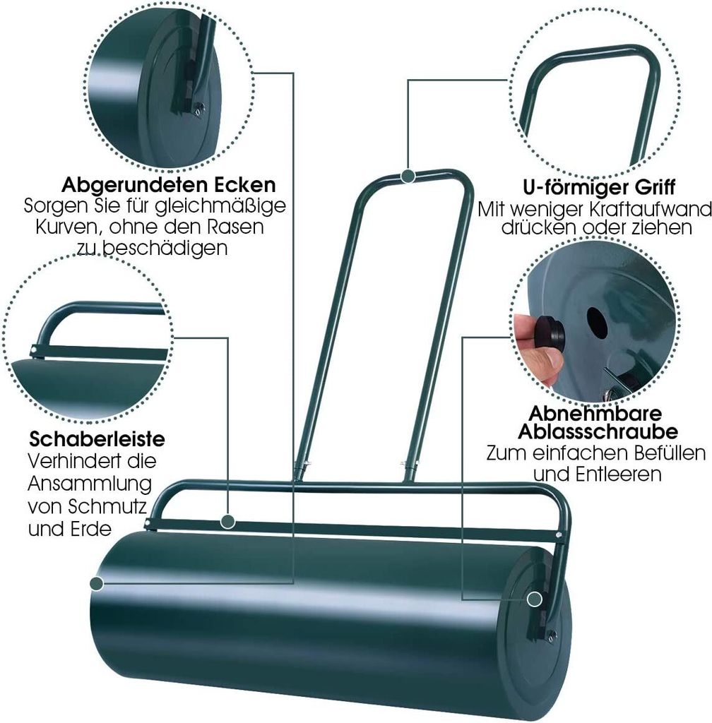COSTWAY 63L Válec na trávník 90cm, ruční válec, zahradní Obrázek produktu 4