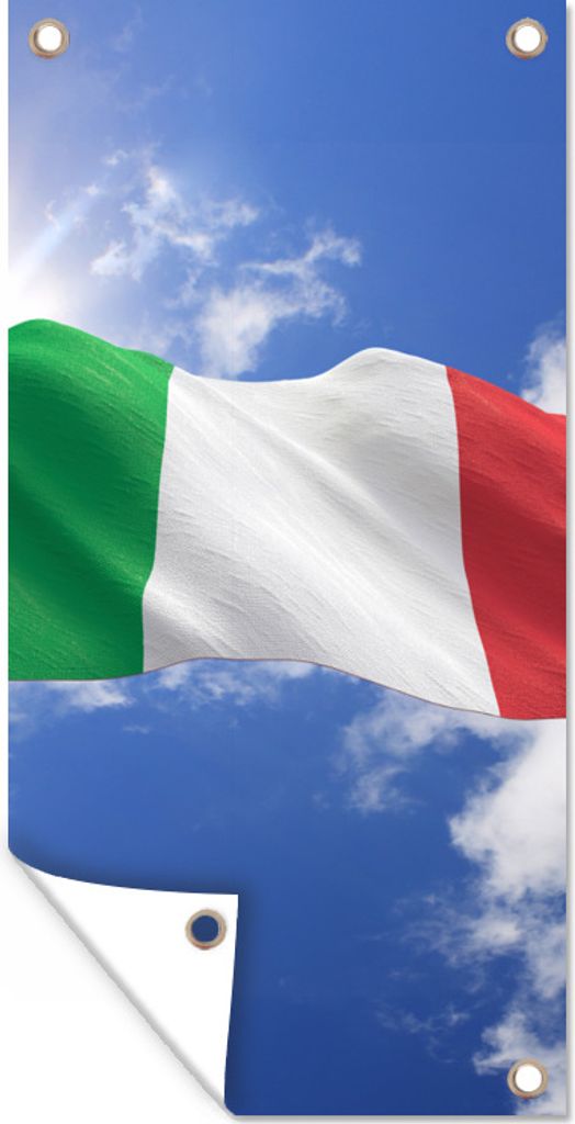 MuchoWow 30x60 cm Outdoor-Poster Gartendeko Sichtschutz Garten Poster für den Garten Die Flagge Italiens weht am Himmel