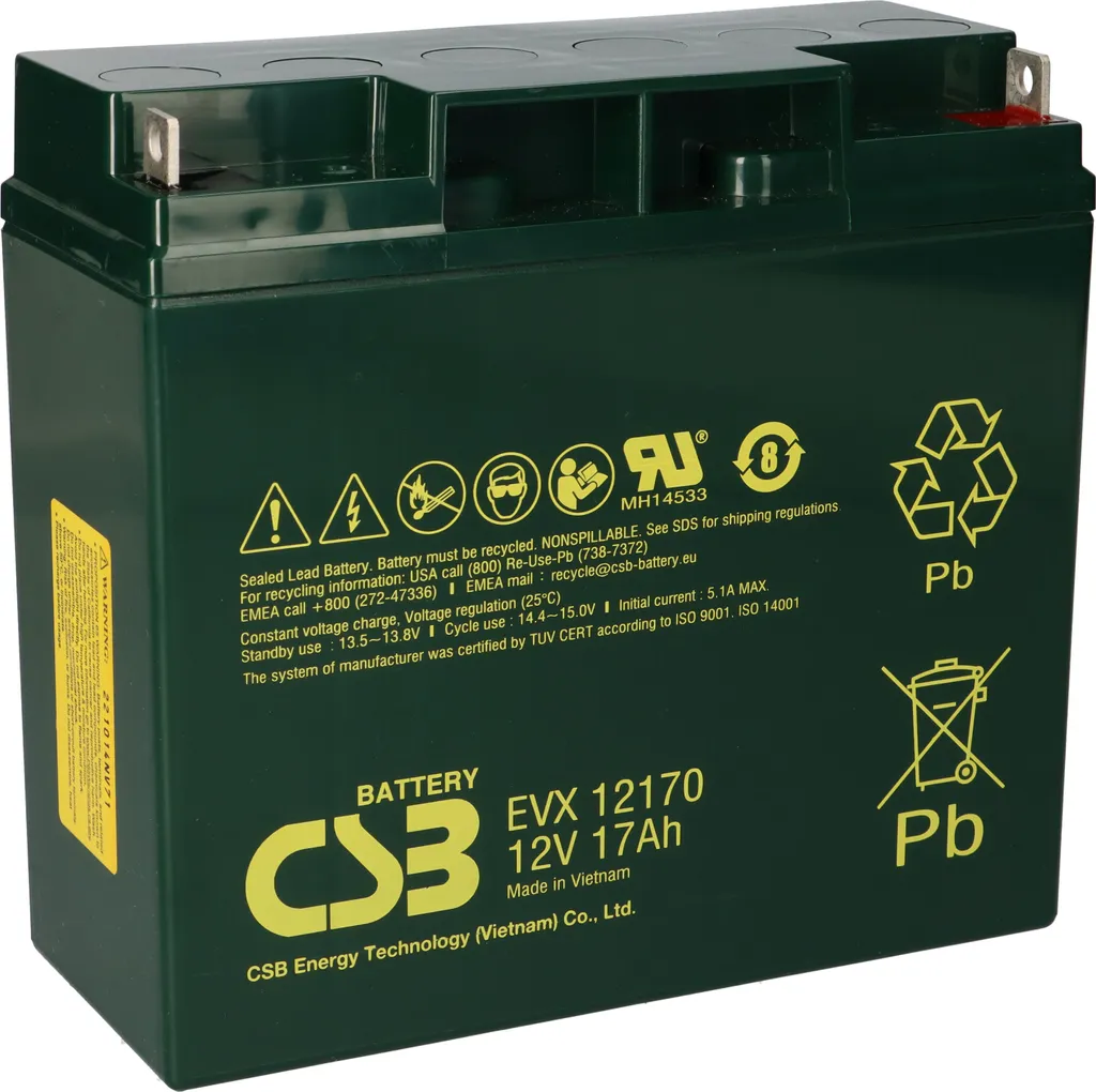 Batterie au plomb 12V 17Ah AGM CSB EVX12170 pour onduleur et secours