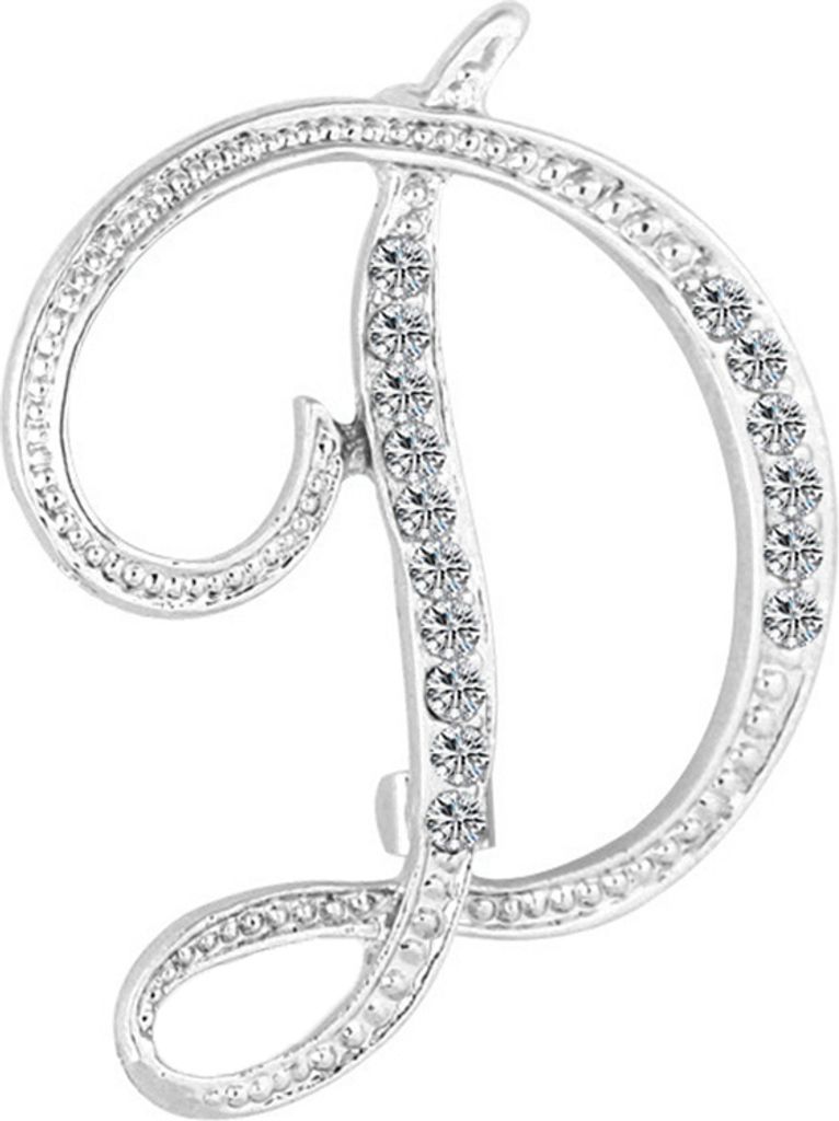 1 Stück Mode Uni Strass Englisch Buchstaben Alphabet AZ Brosche Pin Ornament-Silber D