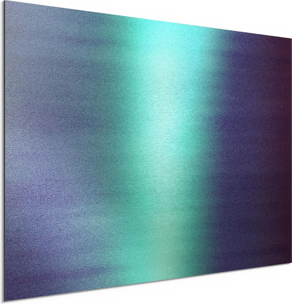 DEQORI Alu-Dibond Bild Silber 60x40 cm 'Neonstruktur mit Körnung' Wandbild Metall dünn