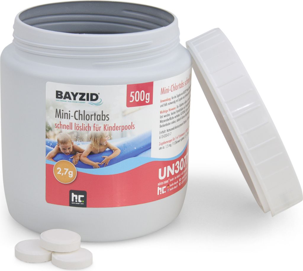 1x500 g BAYZID Mini 2,7g pH-neutrale Chlortabs für kleine Pools geeignet