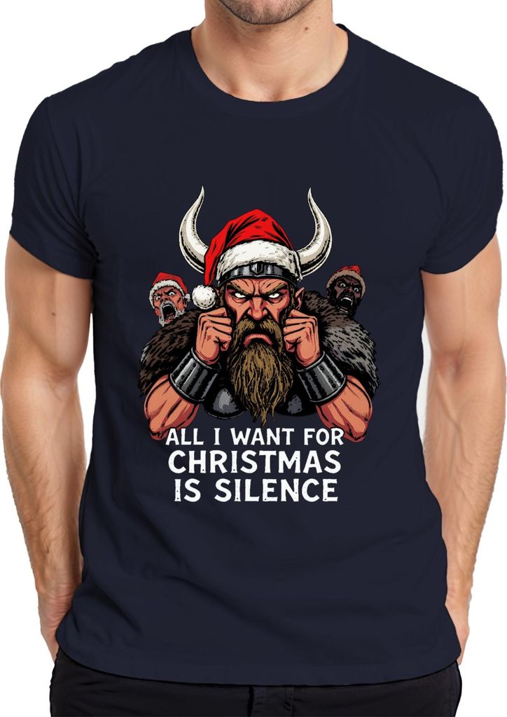 All I Want For Christmas Wikinger Bart Santa sarkastisch Geschenk Herren T-Shirt, Navy, 3XL