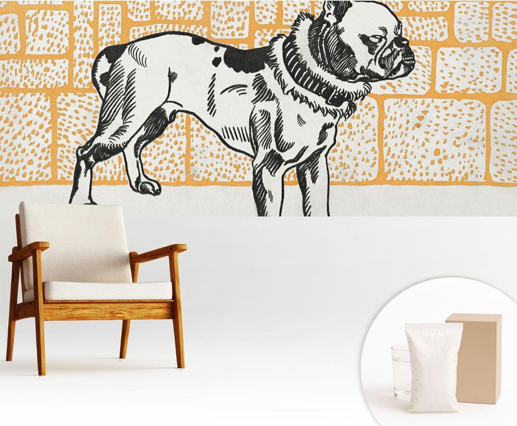 Fototapete - 250x104 cm - Tapete - Wandtapete - Wandbilder - Dekofolie - Tapete Folie - Wand - Dekoration - Wohnzimmer - Retro-Hund
