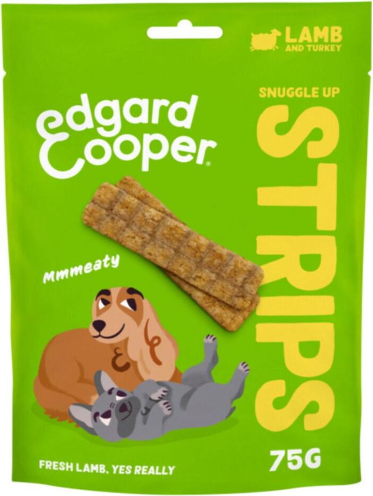 Edgard Cooper Hundeleckerli Snuggle Up Strips, Lamm Truthahn, 75g, getreidefrei, natürliche Zutaten