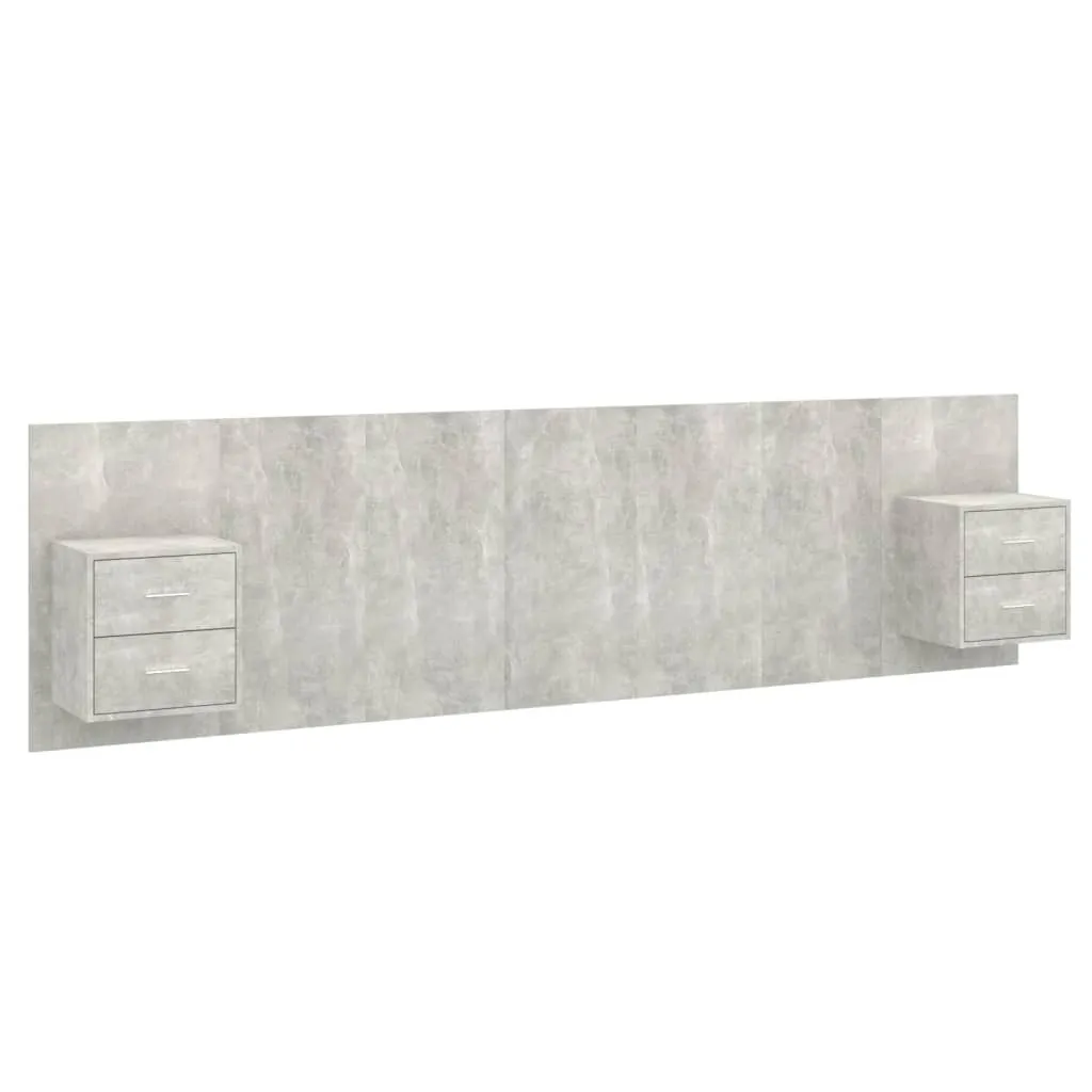 Tête de Lit avec Chevets Gris Béton : Solution Rangement et Style