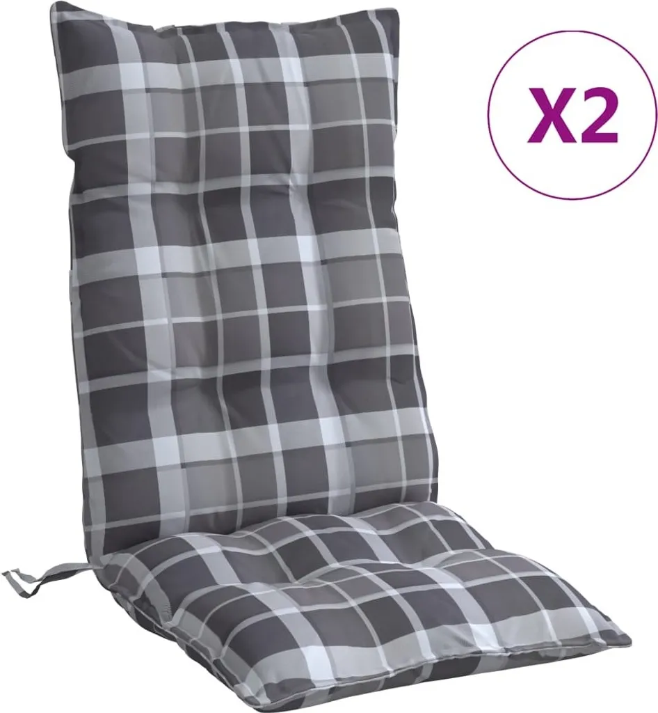 Cuscini per Sedie da Giardino Schienale Alto - 2 Pezzi Grigio Oxford