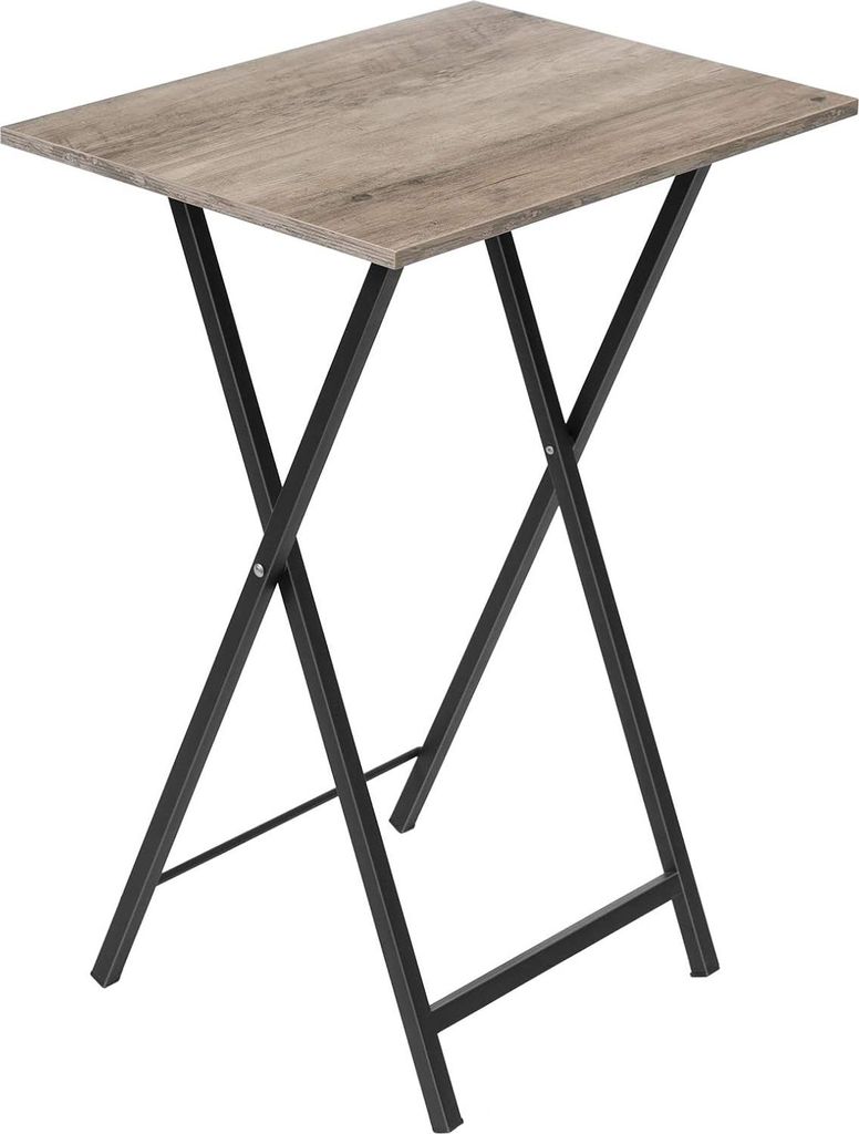 Beistelltisch, Klappbarer Tabletttisch, Schlafcouch-Tisch, TV-Tablett im industriellen Stil, Einfach zu montieren, Greige-Schwarz.
