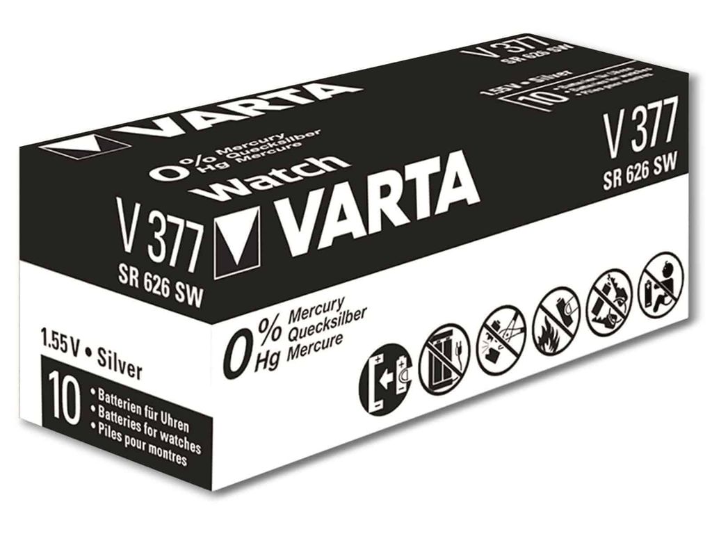 Knopfzelle Uhr Batterie Uhrenbatterie Varta V377 SR66 Produktbild 6