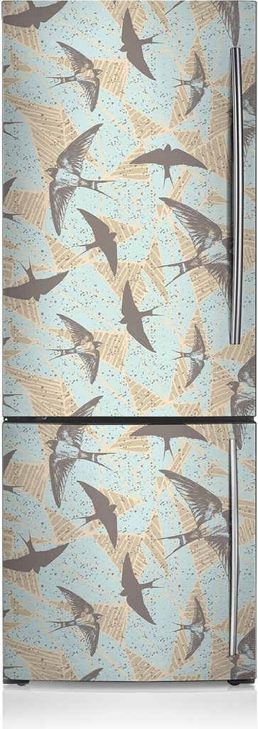 Aufkleber Kühlschrankmagnete Dekoration Kühlschrankfolie 60x205 cm - Fliegende Schwalben.