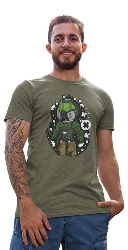 D&B Uni Polo PC00036 Doom Guy MilitärGrün-Größe XL