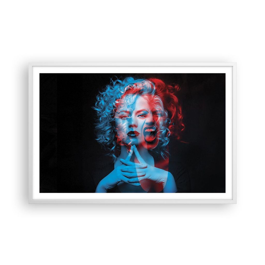 Gerahmtes Poster - Weißer Rahmen - Schwarz Frau Emotionen - 91,5x61 cm - Wand Bild - Wanddeko - Wandbilder - Kunstposter - Wandposter - Bilderrahm...