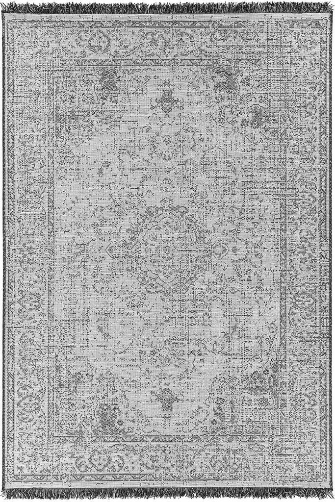 In- und Outdoorteppich - Grau - Anthrazit - 200 x 290 cm - mit Fransen