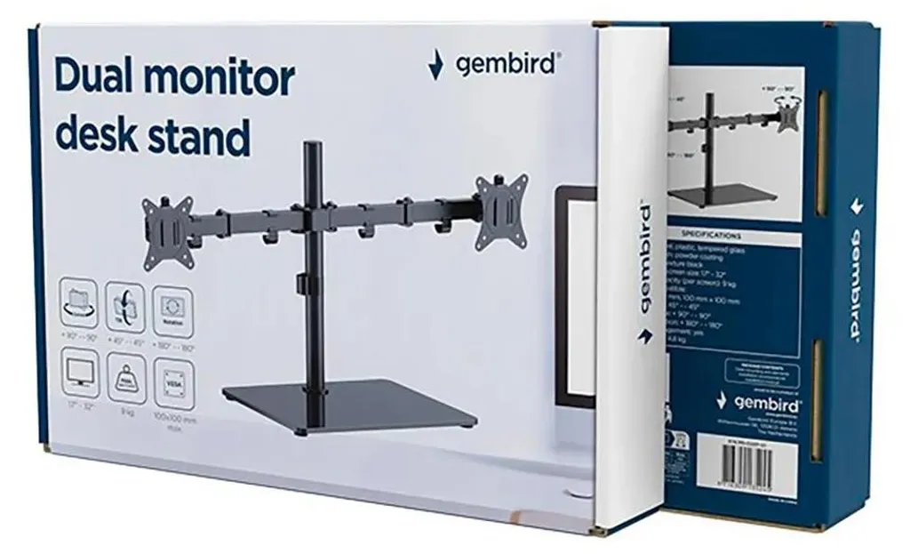 Bras de bureau pour deux écrans PC support double moniteur orientable - 2