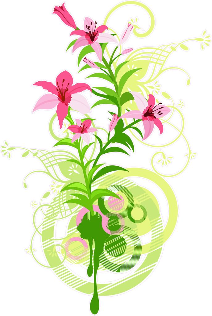 Kiwistar Retro Lilie Ranke Mehrfarbig WANDTATTOO 80 x 54cm - Dekoration für Kinderzimmer Schlafzimmer Wohnzimmer Küche Badezimmer