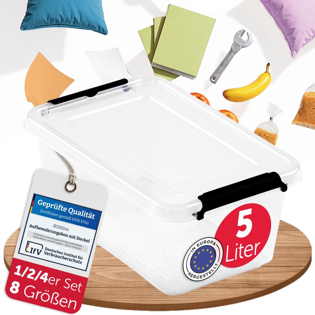 BOXXivo Aufbewahrungsbox 5L mit Deckel – BPA-freie Stapelbox, robuste & lebensmittelechte Box
