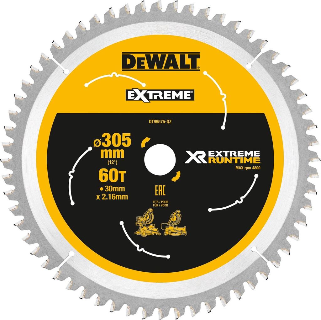 DeWALT Kreissägeblatt DT9957 - Holz Sägeblatt 305x30 mm für Paneelsäge DHS780 - div. Ausführungen Größe:305/30mm 60WZ/FZ
