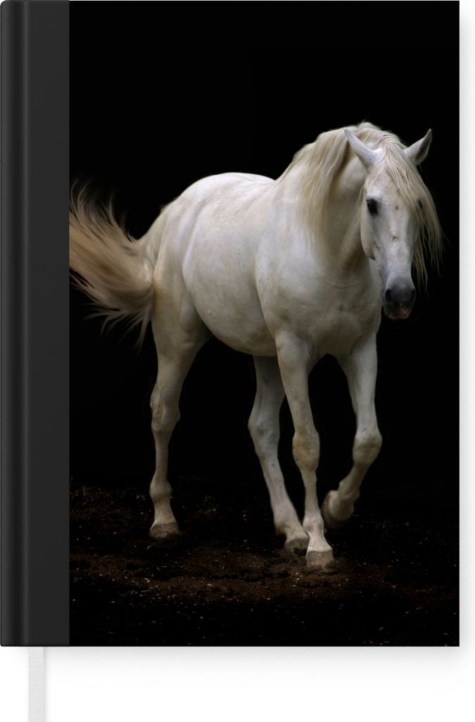 MuchoWow Notizbuch Tagebuch Haushaltsbuch Notebook A5 Pferde - Nutztiere - Schwarz - Notizblock - Notizheft - Notebook - Schreibblock - Papier