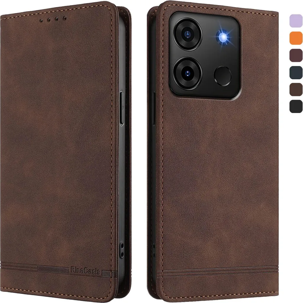 Custodia Protettiva Infinix Smart 7 Plus HD Marrone Anti-Urto Wallet