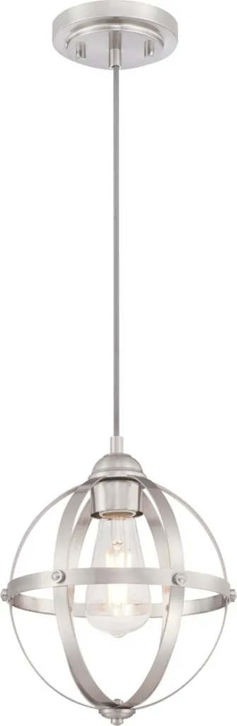 Suspension Stella Mira à une flamme en nickel brossé - Design Vintage