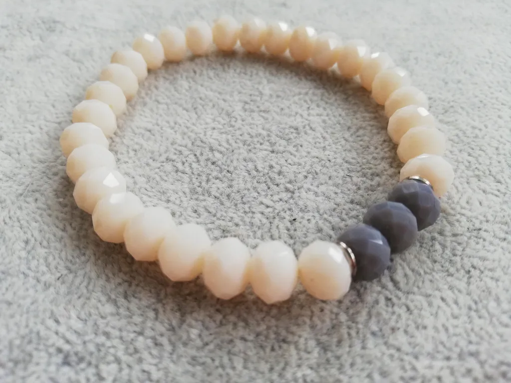 Bracciale Elastico In Cristallo Beige - 2