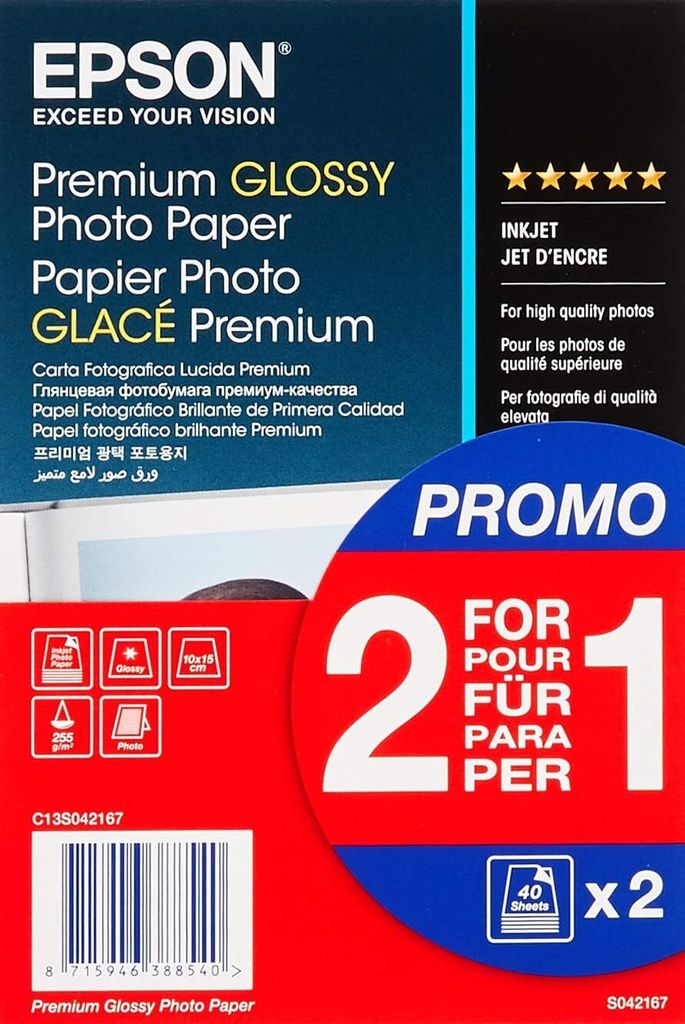Epson Premium Glossy Photo Paper – 2 für 1, 100 x 150 mm, Produktbild 