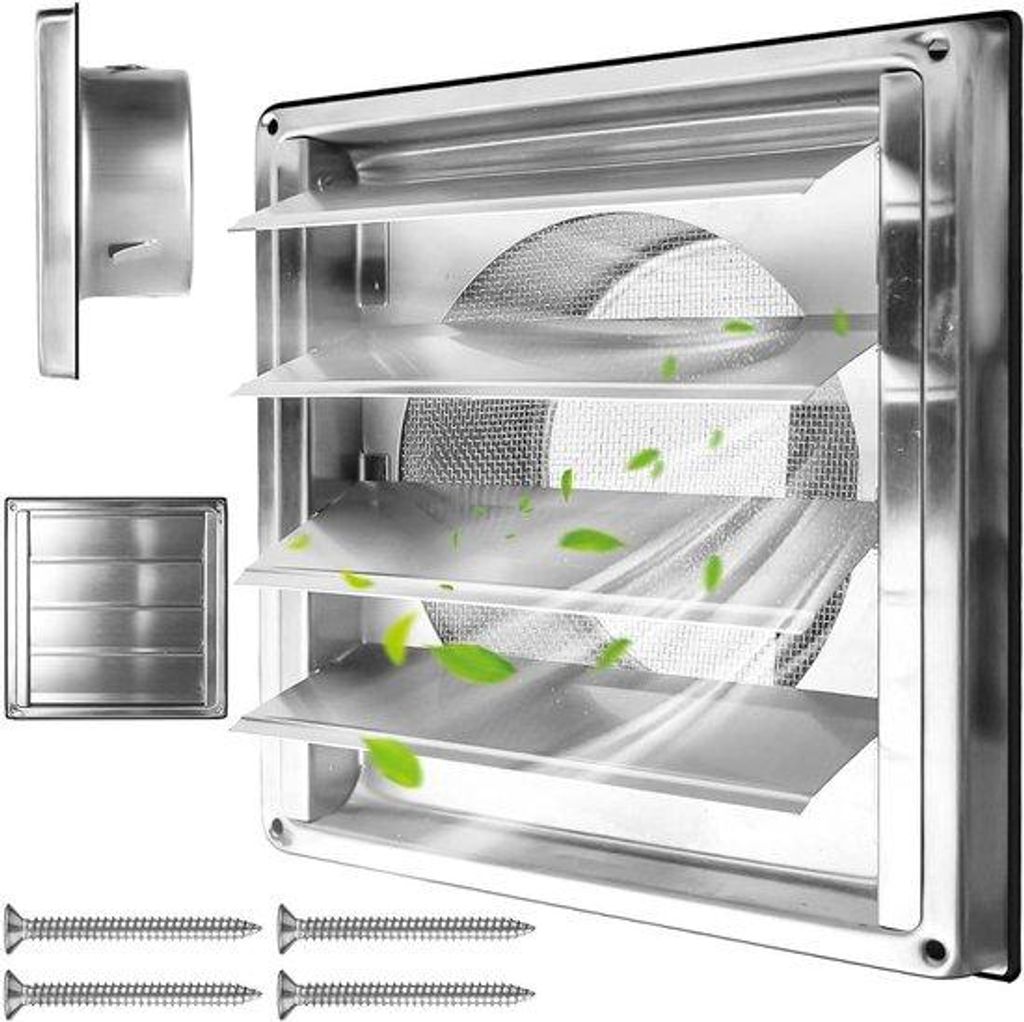 Roestvrij stalen ventilatierooster mit Rückenfedern und Lamellen - 125 mm - widerstandsfähig - insektenabweisend