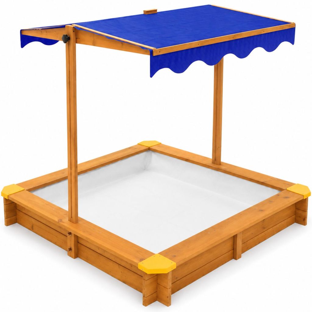 HAGO24 Sandkasten Sandbox Sandkiste Massivholz Dach Produktbild 