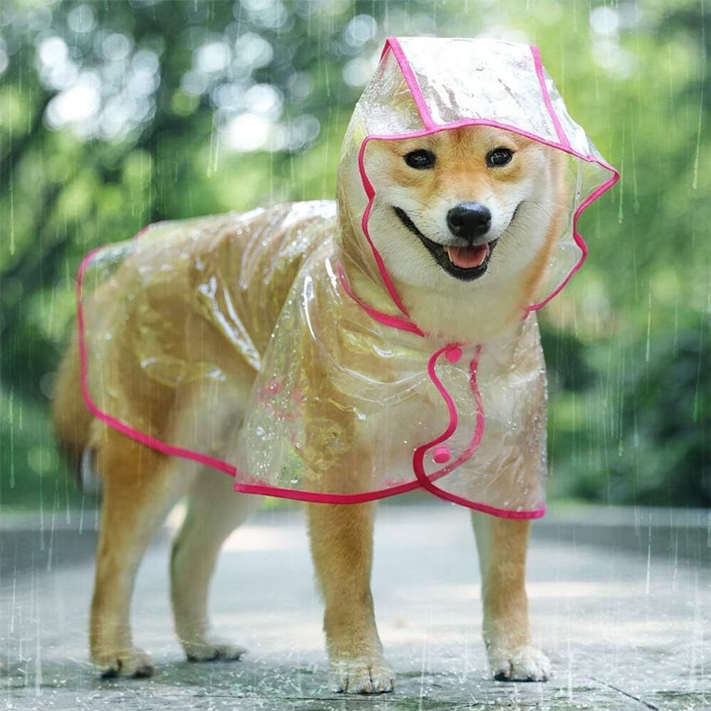Regenmantel für Hunde und Katzen mit Kapuze, verstellbar, PVC, transparent, wasserdicht, ultraleicht, für kleine Hunde