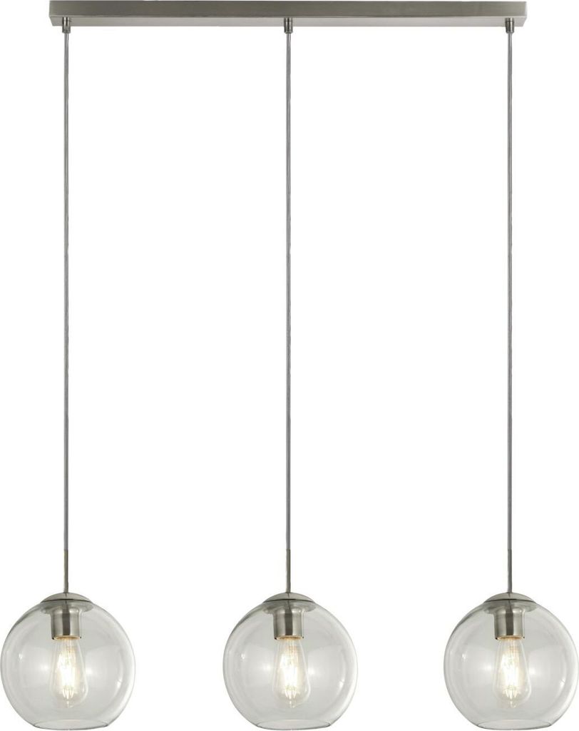 Hängeleuchte Metall Glas E14 H: max. 147 cm Chrom Kugel Schirm Retro Design Hängelampe