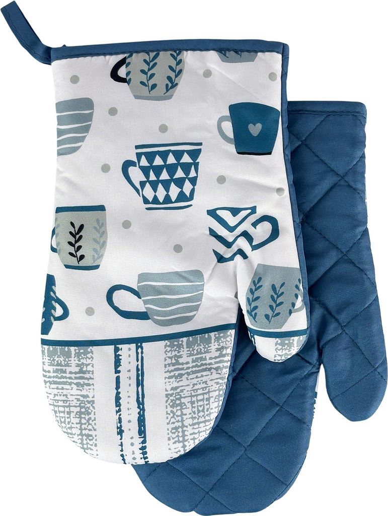 Set di guanti da cucina con magnete Tazze blu da cucina Immagine del prodotto 
