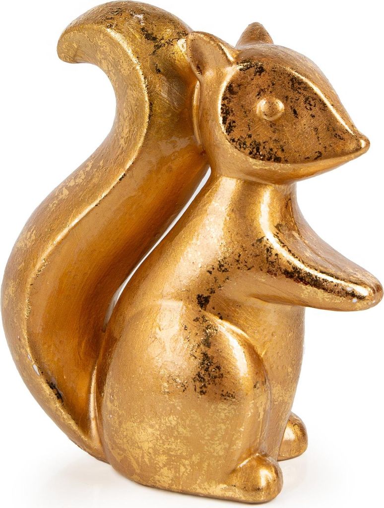 Logbuch-Verlag Edle Eichhörnchen Figur Herbst Deko Geschenk Weihnachten goldfarben hoch witzig 14,5 x 7 x 16 cm Keramik