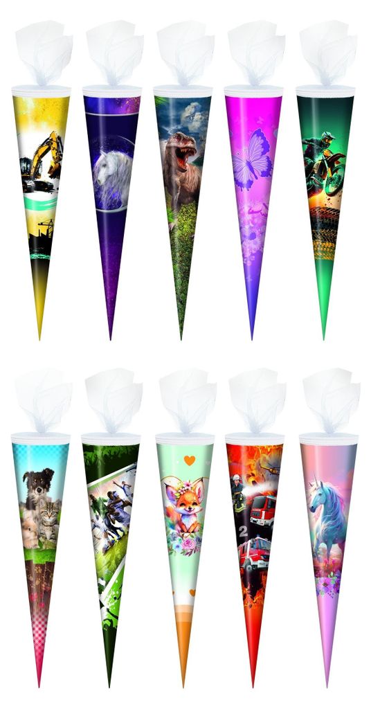 10x Schultüte / Zuckertüte / 50cm / rund Produktbild 