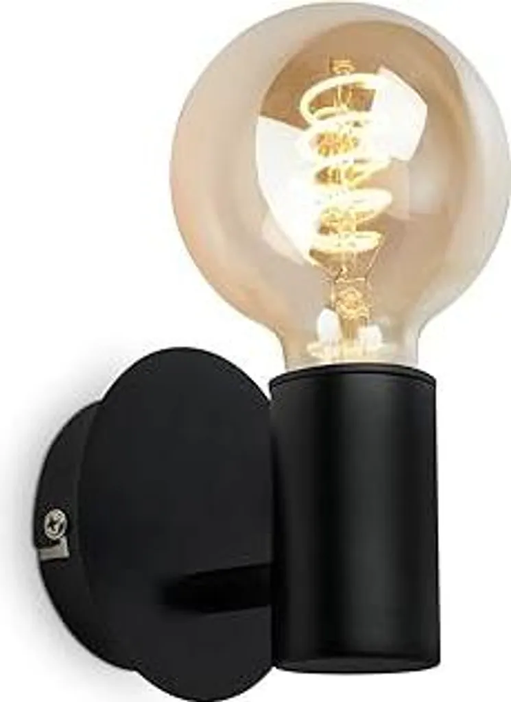 BRILONER - Lampada da parete per interni, lampada da parete per interni, lampada da bagno, lampada da parete resistente agli spruzzi d'acqua per il bagno, lampada da bagno, lampada per specchio, lampada per specchio, 1x E27, 10x10 cm (DxH), nero