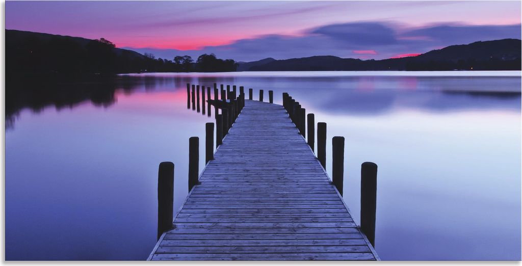 ARTland Wandbild Alu für Innen & Outdoor Panorama Steg Coniston Water Größe: 60x30 cm