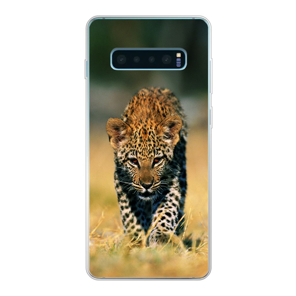 MuchoWow Handyhülle Schutzhülle Hülle für Samsung Galaxy S10 Lite Leopard - Makro - Gras Silikon Softcase Handy Hülle - Schutz