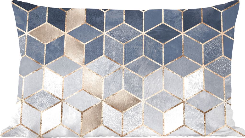 MuchoWow Zierkissen Sofakissen Wohnzimmer Dekokissen 50x30 cm Würfel - Gold - Muster - Wohnzimmerdekoration - Polster mit Photo