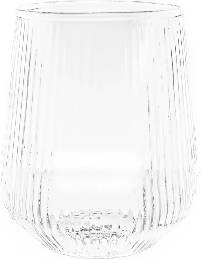 Set 8 Bicchieri Acqua 430ml Vetro Scanalato Trasparente Alta Qualità