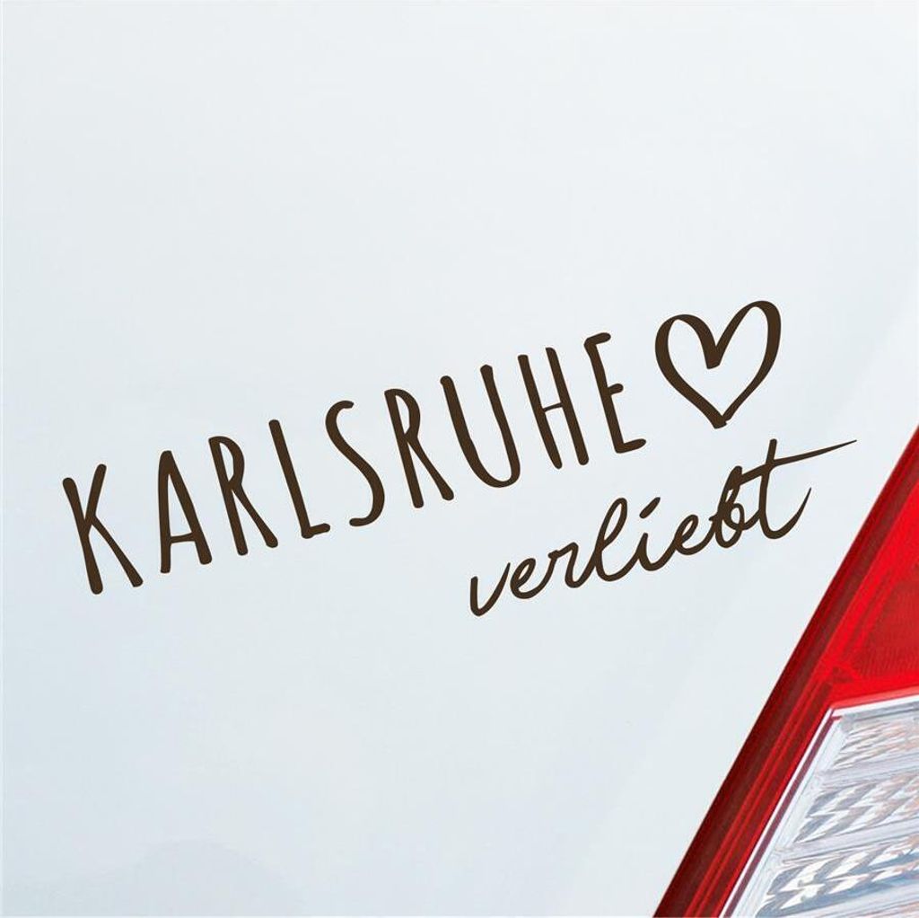 Auto Aufkleber Karlsruhe verliebt Herz Stadt Heimat Liebe Car 19x6 cm Braun Sticker Heckscheibenaufkleber