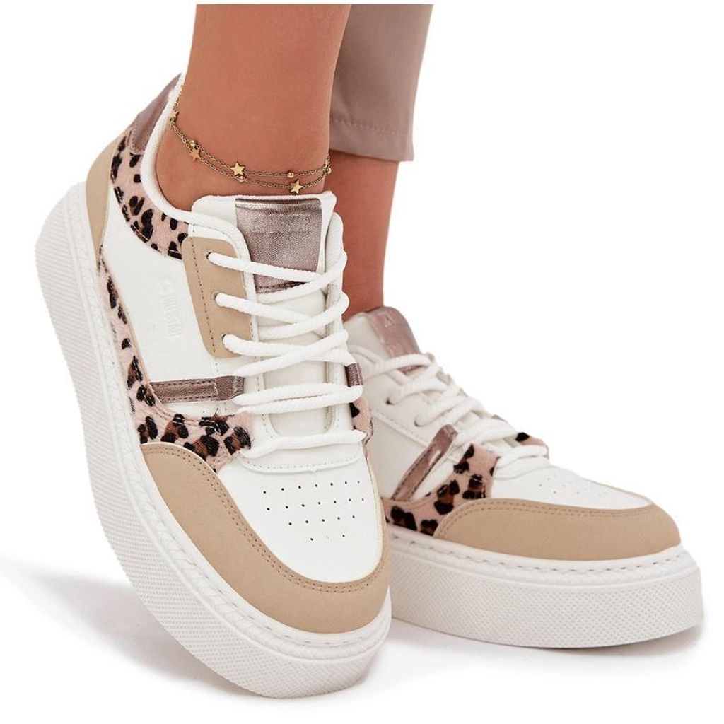 Damen Sneakers Auf Plattform Big Star SS274357 Panther Weiß-Beige 39
