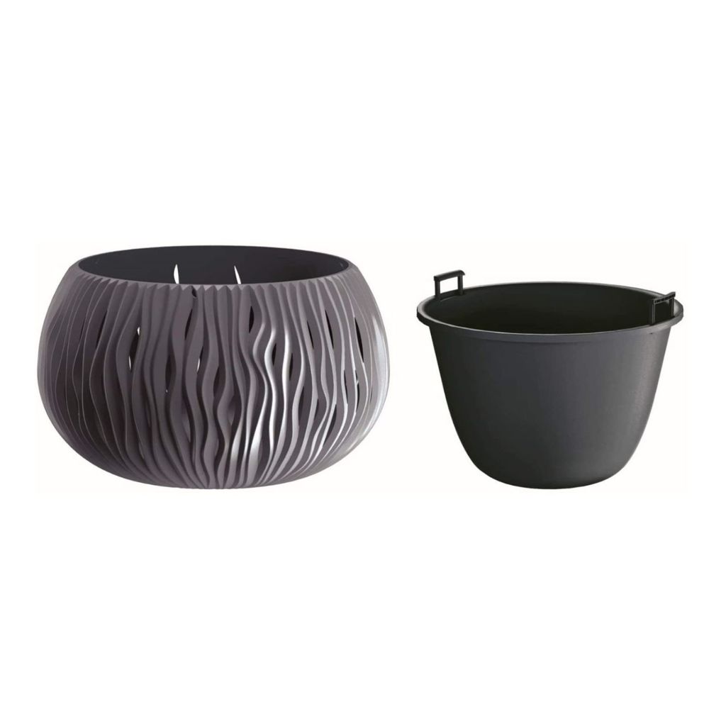 Květináč  SANDY BOWL s vkladem 23,8 cm - barva: antracit Immagine del prodotto 
