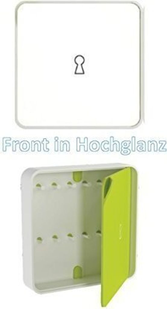 Schlüsselschrank aus hochwertigem Kunststoff 32x32cm weiß Glanzoberfläche / Haky Box / Key Box / Schlüsselbox / Schlüsselkasten Designschrank