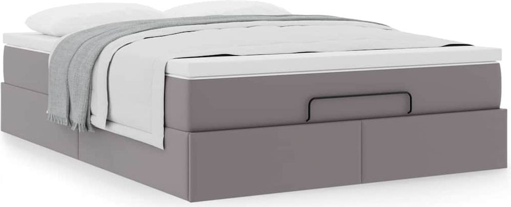 "2026 Promotion" Ottoman-Bett Schlafzimmer - mit Matratze - Grau 140x190 cm - Kunstleder - Polsterbett CC16981