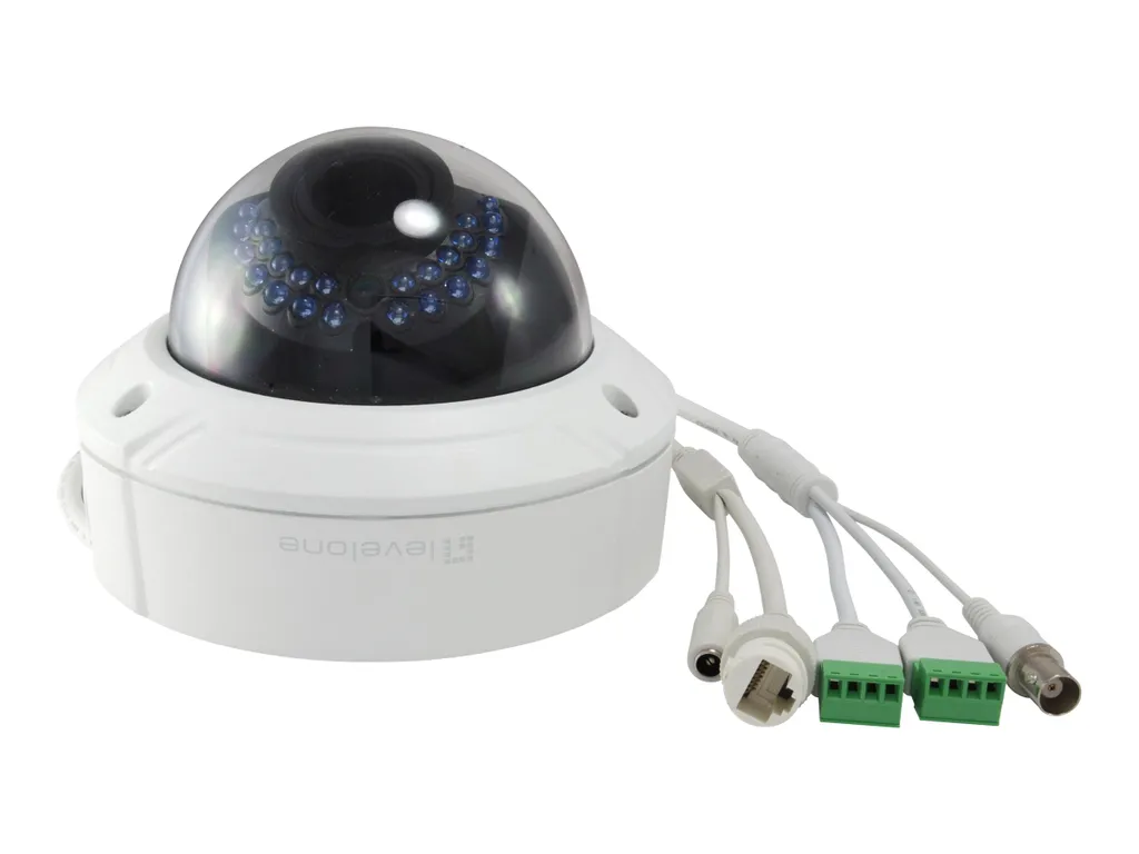 LevelOne FCS-3085 Caméra Dôme Extérieure 4MP H.264 IR 30m PoE Blanche