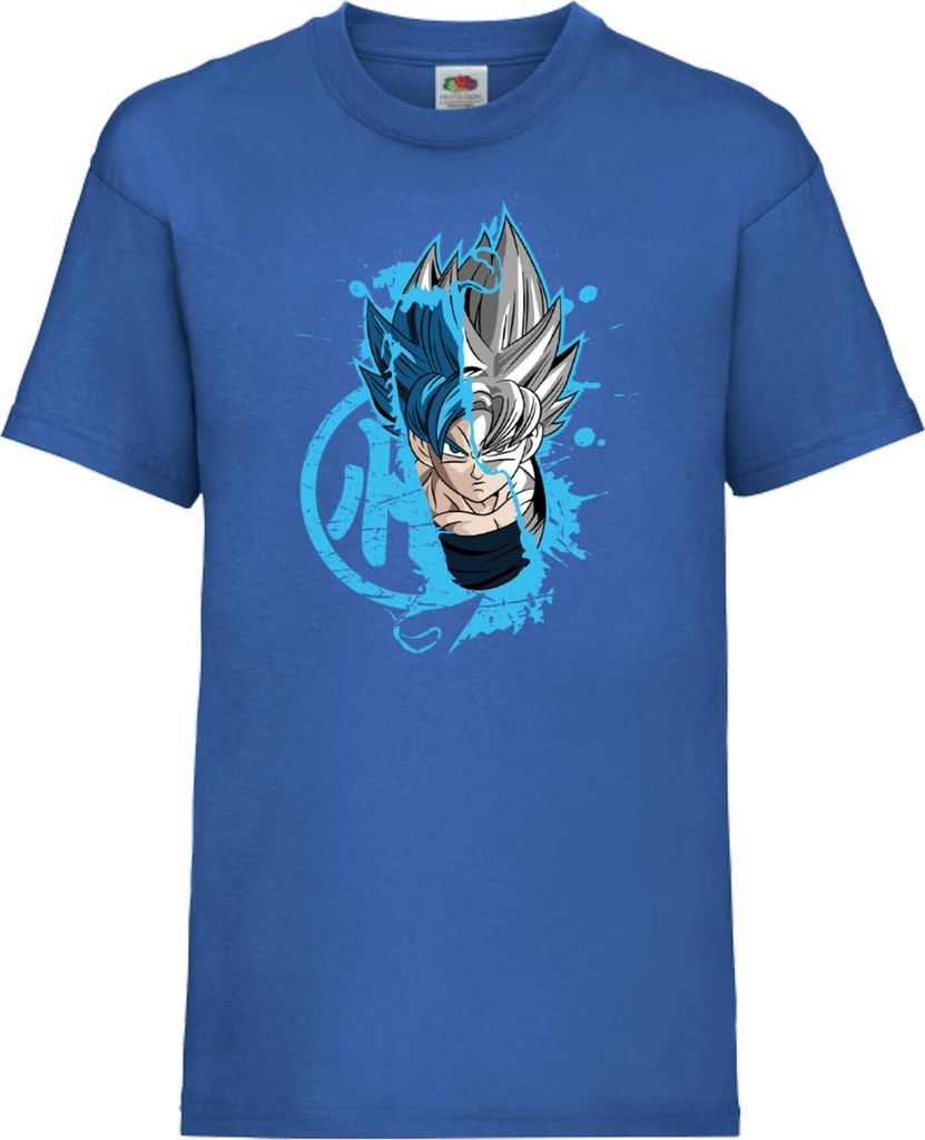 Kinder T-Shirt Dragon Anime Manga Ball Z Goku Super Saiyan 01 Saiyan, 9-11 Jahr - 140 / Blau