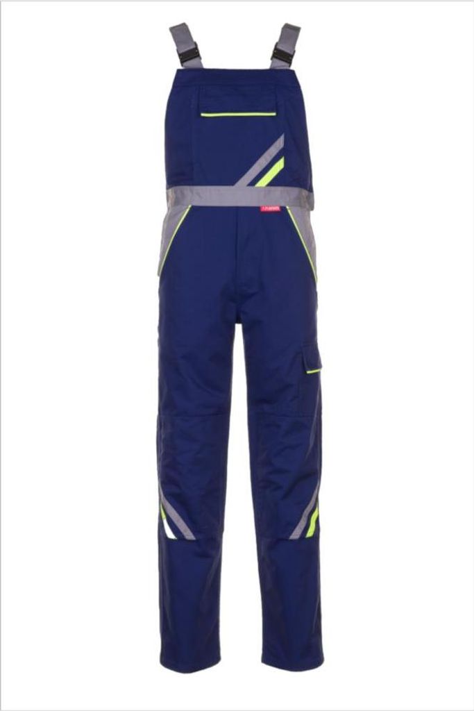 Planam Latzhose Visline, Gr. 56 marine/gelb/zink Produktbild 