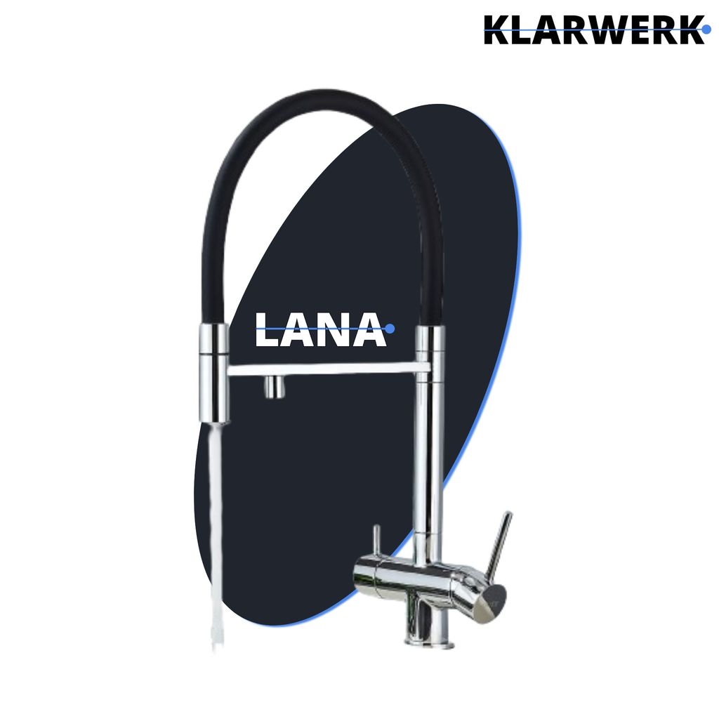 Lana | 3 Wege Chrom ausziehbare Armatur | Edelstahl Trinkwasser Osmose Wasserhahn Küche |Mischbatterie - 360 Grad drehbar | Filter 3 Anschlüsse