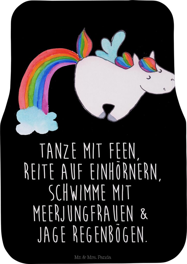 Mr. & Mrs. Panda Fußmatte Auto Einhorn Fliegendes Pferd - Schwarz - Geschenk, Glitzer, Spielen, Regenbogen, Teppich, Realität, Automatte, Fürs, ...