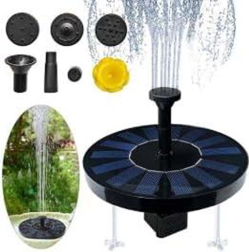 Solar-Springbrunnenpumpe, 4 W, schwimmendes Solarpanel, eingebauter Akku, mit 6 Dš¹sen, ideal fš¹r kleine Teiche, Vogeltr?nken, Aquarien, Garte...