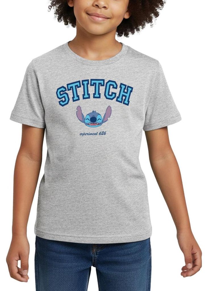 Lilo & Stitch Experiment 626 Kinder T-Shirt, 122/128 (7-8 Jahre), Grau meliert